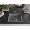 Mexen Pedro granieten gootsteen 1-kamer 560 x 460 mm, grijs, chroomsifon - 6508561000-71