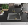 Mexen Pedro fregadero de granito de 1 cubeta 560 x 460 mm, gris, sifón dorado - 6508561000-71-G