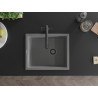 Mexen Pedro granitische spoelbak 1-komoers 560 x 460 mm, grijs, zwarte sifon - 6508561000-71-B