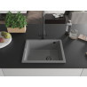 Mexen Pedro évier en granit 1 bac 560 x 460 mm, gris, siphon noir - 6508561000-71-B