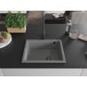 Mexen Pedro Granitspüle 1-Becken 560 x 460 mm, Grau, Schwarzer Siphon - 6508561000-71-B
