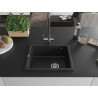 Mexen Pedro Granitspüle 1-becken 560 x 460 mm, schwarz/silber metallic, Chrom Siphon - 6508561000-73