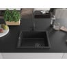 Mexen Pedro évier en granit 1 bac 560 x 460 mm, noir/argent métallisé, siphon noir - 6508561000-73-B