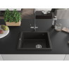 Mexen Pedro Évier en granit 1 bac 560 x 460 mm, noir/doré métallique, siphon chromé - 6508561000-75