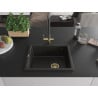 Mexen Pedro Granitspüle 1-beckig 560 x 460 mm, schwarz/gold metallic, Siphon gold - 6508561000-75-G
