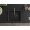 Mexen Pedro Granitspüle 1-Becken 560 x 460 mm, Schwarz/Gold Metallic, schwarzer Siphon - 6508561000-75-B