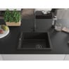 Mexen Pedro Granitspüle 1-Becken 560 x 460 mm, Schwarz/Gold Metallic, schwarzer Siphon - 6508561000-75-B
