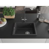 Mexen Pedro Granitische gootsteen met 1 bak 560 x 460 mm, zwart gespikkeld, chroom sifon - 6508561000-76