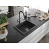 Mexen Pedro Granitspüle 1-Becken 560 x 460 mm, schwarz gesprenkelt, Siphon Chrom - 6508561000-76