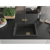 Mexen Pedro granitische spoelbak 1-komor, 560 x 460 mm, zwart gespikkeld, gouden sifon - 6508561000-76-G