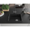 Mexen Pedro fregadero de granito de 1 cubeta 560 x 460 mm, negro, sifón cromado - 6508561000-77