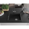 Mexen Pedro Granitspüle 1-Becken 560 x 460 mm, schwarz, Siphon Chrom - 6508561000-77