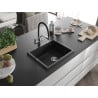 Mexen Pedro fregadero de granito de 1 cubeta 560 x 460 mm, negro, sifón cromo - 6508561000-77