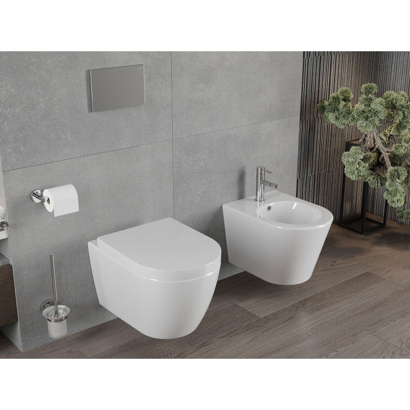 Mexen Rico rimless WC-kulho hitaasti sulkeutuvalla kovalla kannella, kiiltävä valkoinen - 30478000
