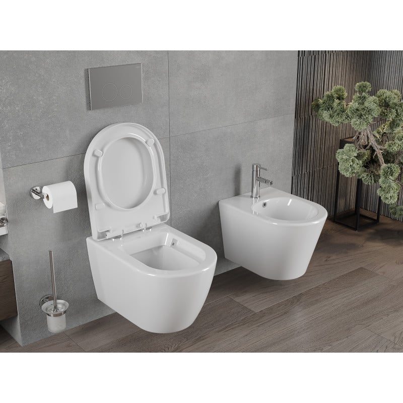 Mexen Rico rimless WC-kulho hitaasti sulkeutuvalla kovalla kannella, kiiltävä valkoinen - 30478000