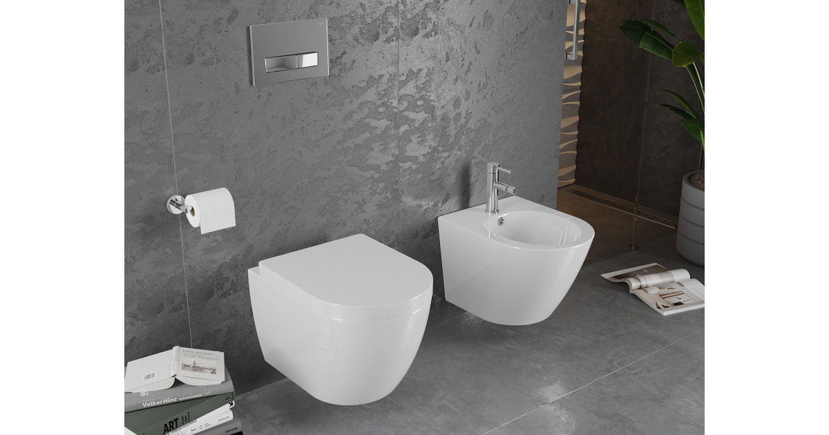 Mexen Lena miska wc Rimless z deską wolnoopadającą twarda, biała