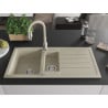 Mexen Andres fregadero de granito de 1,5 senos con escurridor y grifo de cocina Savita, beige - 6515-69-672601-69