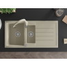 Mexen Andres Granitspüle 1,5-fach mit Abtropffläche und Küchenarmatur Savita, beige - 6515-69-672601-69