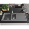 Mexen Andres lavello in granito a 1,5 vasche con scolapiatti e rubinetto da cucina Savita, grigio - 6515-71-672601-71