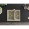 Mexen Carlos 1,5-Komponenten Granitspüle mit Küchenarmatur Savita, beige - 6518-69-672601-50