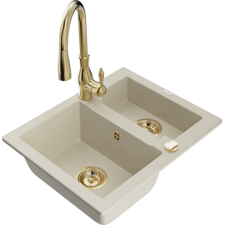 Mexen Carlos Graniittinen 1,5-altaiden keittiöallas Savita, beige - 6518-69-672601-50