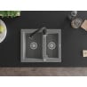 Mexen Carlos granite sink 1.5-bowl with Savita kitchen tap, grey - 6518-71-672601-70