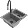 Mexen Carlos lavello in granito 1,5 vasche con miscelatore da cucina Savita, grigio - 6518-71-672601-70-B