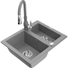 Mexen Carlos 1.5-bowl granite sink with Savita kitchen tap, grey - 6518-71-672601-71