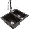 Mexen Carlos 1.5-bowl granite sink with Savita kitchen tap, black/gold metallic - 6518-75-672601-00