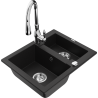 Mexen Carlos lavello in granito 1,5 vasche con miscelatore cucina Savita, nero - 6518-77-672601-00