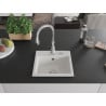 Mexen Milo granite sink single bowl with Savita kitchen tap, white - 6505-20-672601-00