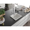 Mexen Milo granite sink single bowl with Savita kitchen tap, white - 6505-20-672601-00