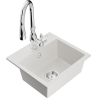 Mexen Milo granite single-bowl kitchen sink with Savita kitchen faucet, white - 6505-20-672601-00