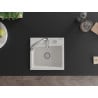 Mexen Milo granite sink single bowl with Savita kitchen tap, white - 6505-20-672601-00