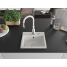 Mexen Milo fregadero de granito de 1 seno con grifo de cocina Savita, blanco - 6505-20-672601-20