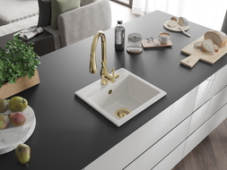 Mexen Milo lavello in granito a 1 vasca con miscelatore da cucina Savita, bianco - 6505-20-672601-50