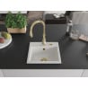 Mexen Milo granite kitchen sink 1-bowl with Savita kitchen tap, white - 6505-20-672601-50
