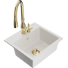 Mexen Milo granite kitchen sink 1-bowl with Savita kitchen tap, white - 6505-20-672601-50