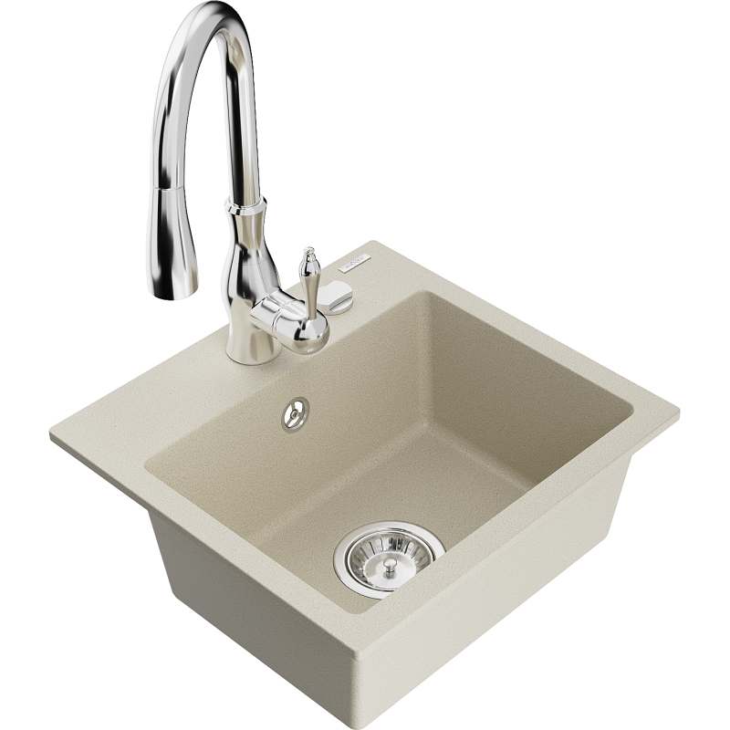 Mexen Milo Granit Ubauch 1-Schoss mat Kichebatterie Savita, beige - 6505-69-672601-00