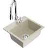 Mexen Milo single-bowl granite sink with Savita kitchen tap, beige - 6505-69-672601-00