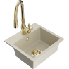 Mexen Milo évier en granit 1 bac avec robinet de cuisine Savita, beige - 6505-69-672601-50