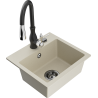Mexen Milo lavello in granito a 1 vasca con rubinetto da cucina Savita, beige - 6505-69-672601-70