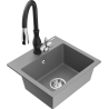 Mexen Milo Fregadero de granito 1 seno con grifo de cocina Savita, gris - 6505-71-672601-70