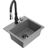 Mexen Milo évier en granit 1 cuve avec robinet de cuisine Savita, gris - 6505-71-672601-70-B