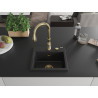 Mexen Milo fregadero de granito de 1 compartimento con grifo de cocina Savita, negro/plateado metálico - 6505-73-672601-50