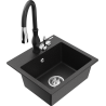 Mexen Milo einzelnes Küchengranitspülbecken mit Savita Wasserhahn, schwarz/silber Metallic - 6505-73-672601-70