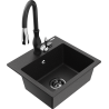 Mexen Milo fregadero de granito de 1 seno con grifo de cocina Savita, negro/metálico plateado - 6505-73-672601-70-B