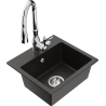 Mexen Milo fregadero de granito de 1 cubeta con grifo de cocina Savita, negro/dorado metálico - 6505-75-672601-00