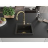 Mexen Milo 1-Becken Granitspüle mit Küchenarmatur Savita, schwarz/goldener Metallic - 6505-75-672601-50