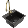 Mexen Milo lavello in granito a 1 vasca con rubinetto da cucina Savita, nero/oro metallico - 6505-75-672601-50-B